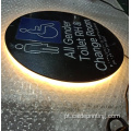 Sinalização de banheiro com iluminação de metal LED personalizada